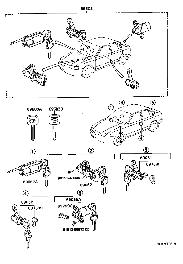 69005-2B260 CYLINDER SET, LOCK product image