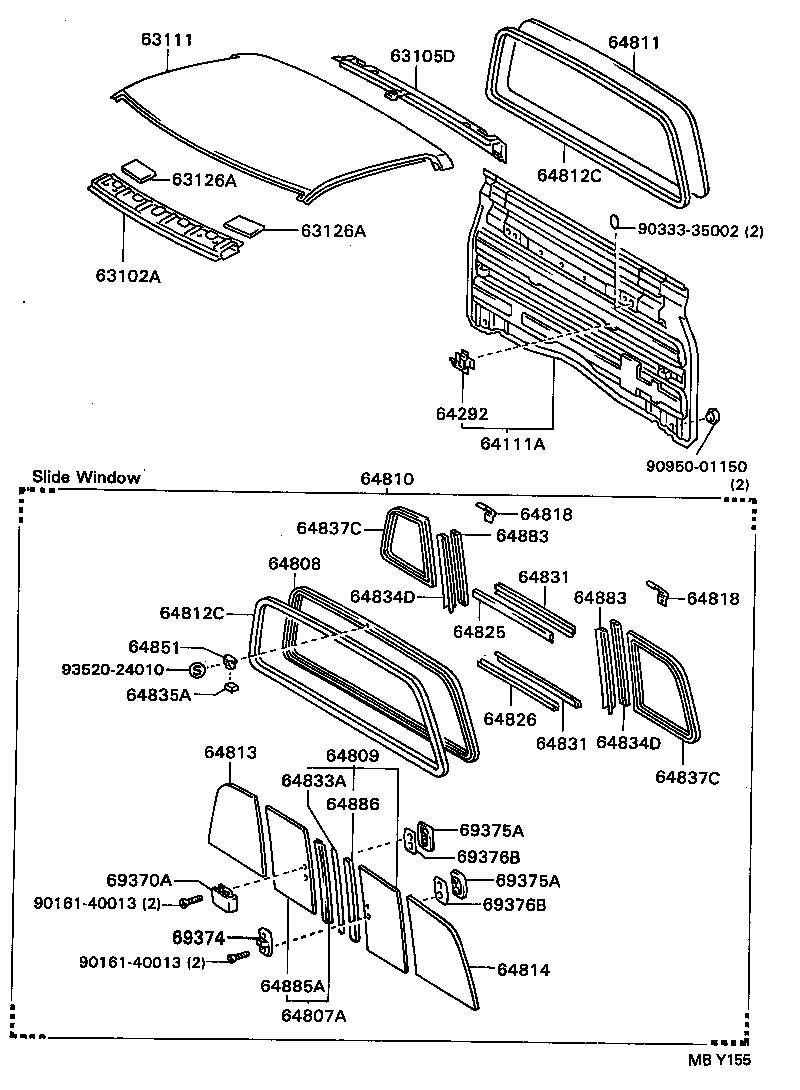 64831-34010 WEATHERSTRIP, BACK WINDOW GLASS product image