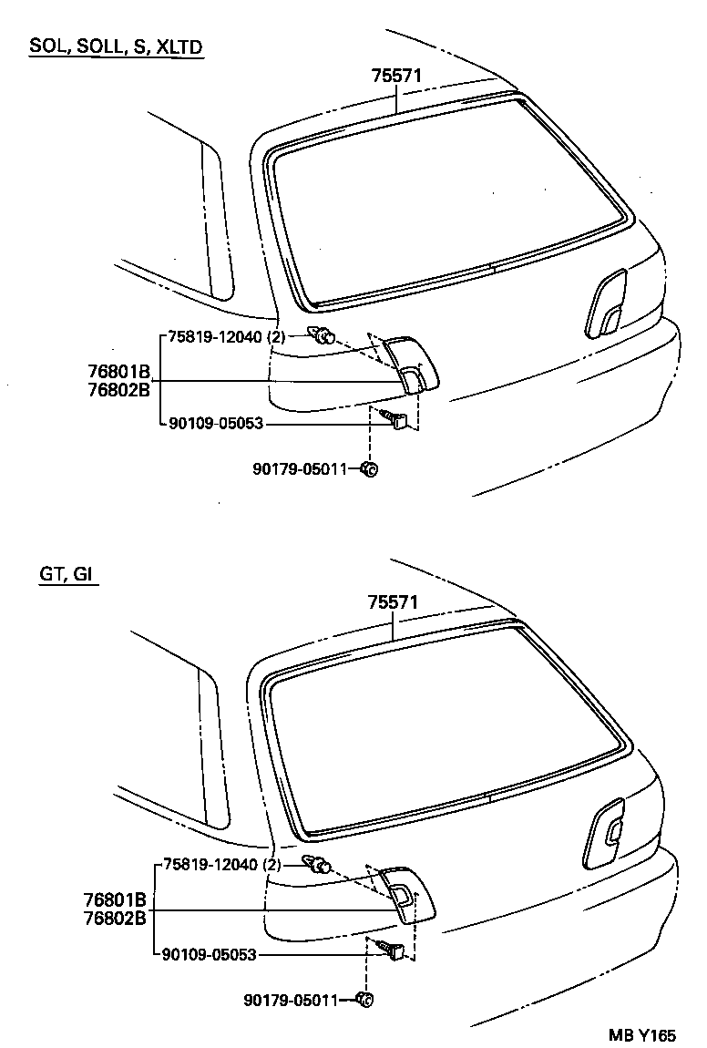 76801-10050 GARNISH SUB-ASSY, BACK DOOR, OUTSIDE product image