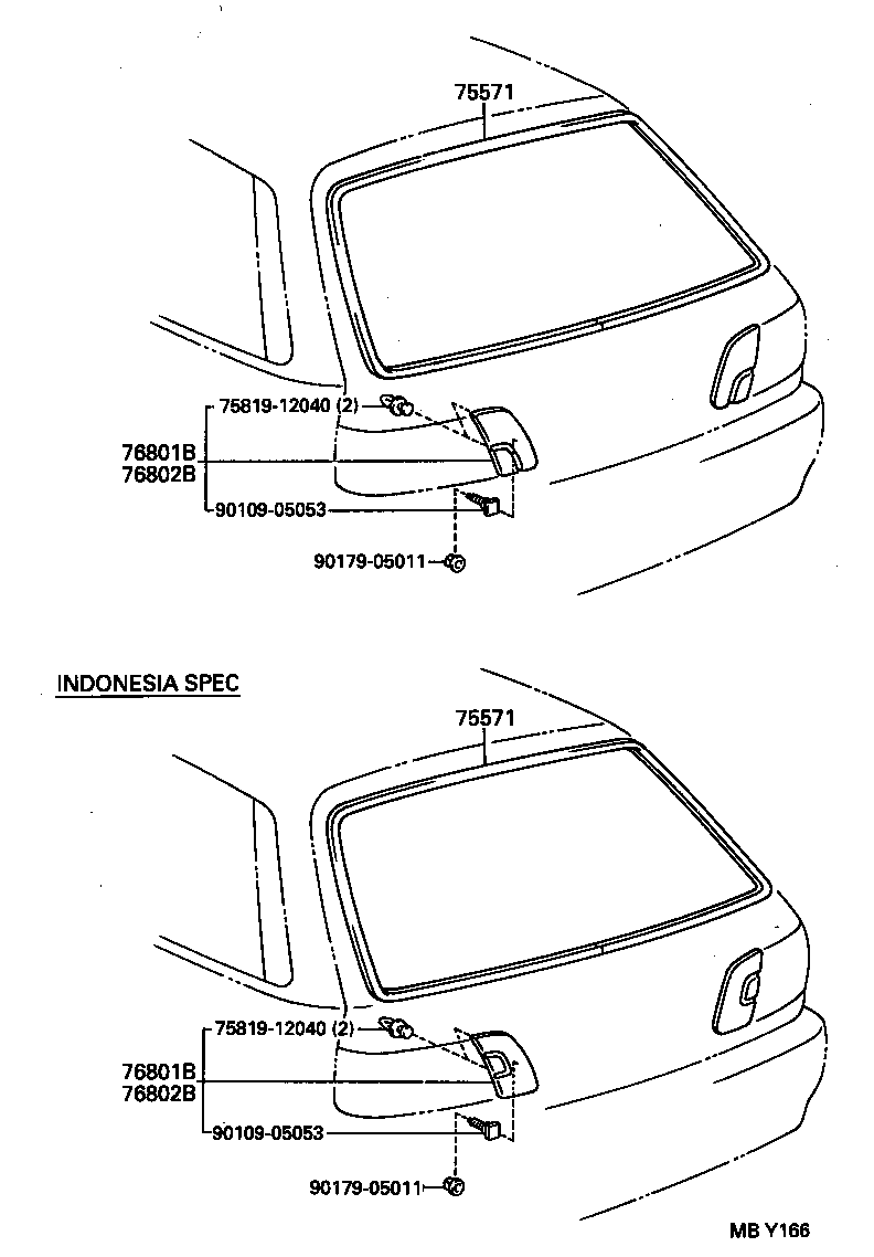 76801-10070 GARNISH SUB-ASSY, BACK DOOR, OUTSIDE product image