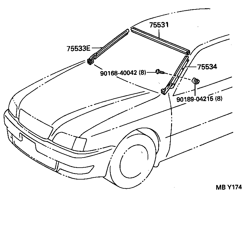 75531-32150 MOULDING, WINDSHIELD, OUTER UPPER product image