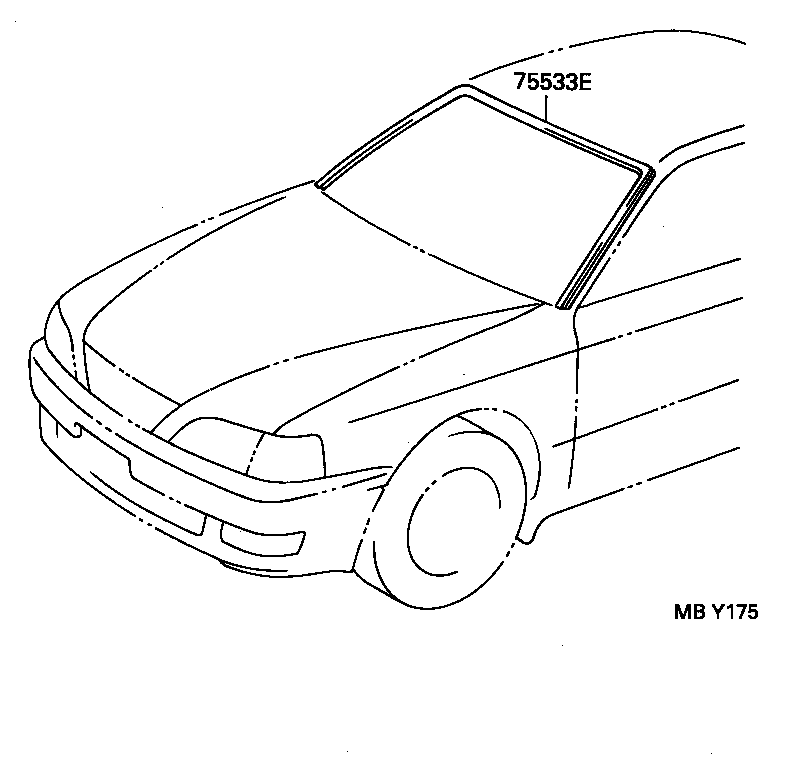 75531-32150 MOULDING, WINDSHIELD, OUTER UPPER product image