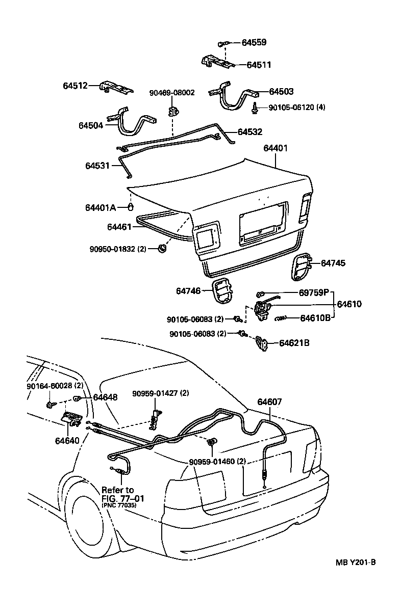 64532-32170 BAR, LUGGAGE DOOR HINGE TORSION, LH product image