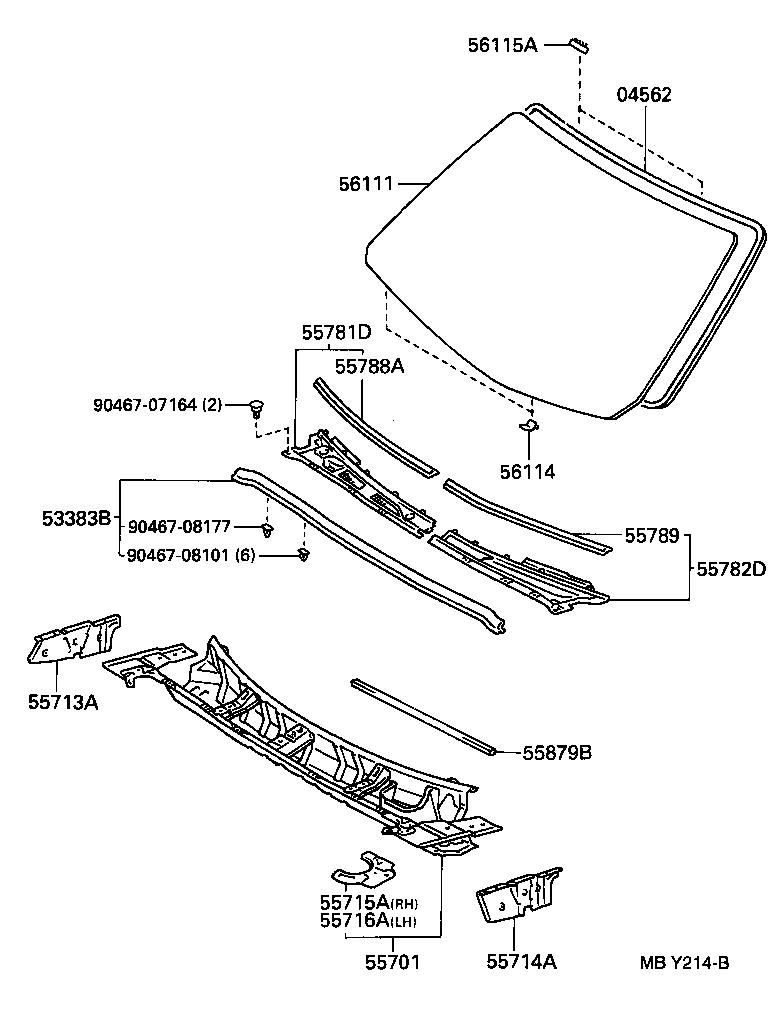 55789-32020 SEAL, COWL TOP TO LOUVER product image