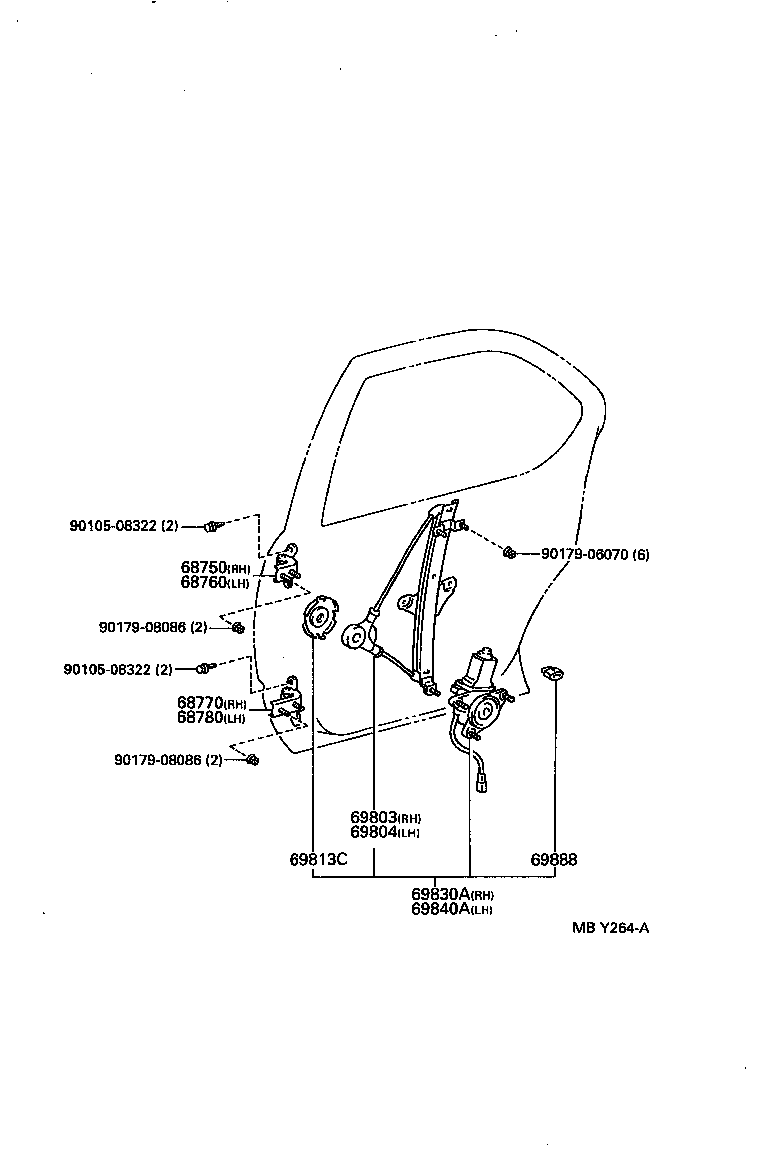 69813-32020 PLATE, REAR DOOR POWER WINDOW REGULATOR BASE product image