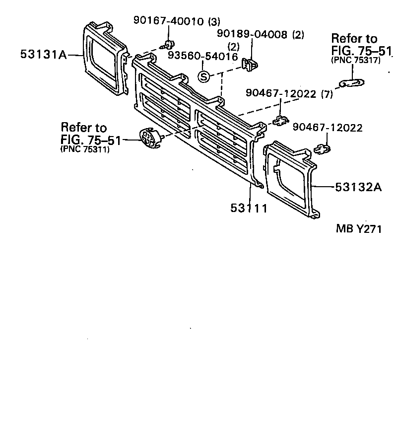 53111-89127 GRILLE, RADIATOR product image