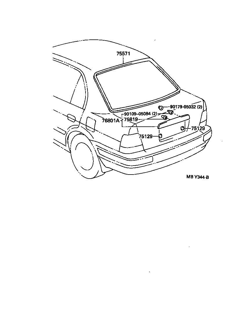 Toyota 75819-12040 CLIP, LUGGAGE COMPARTMENT DOOR MOULDING