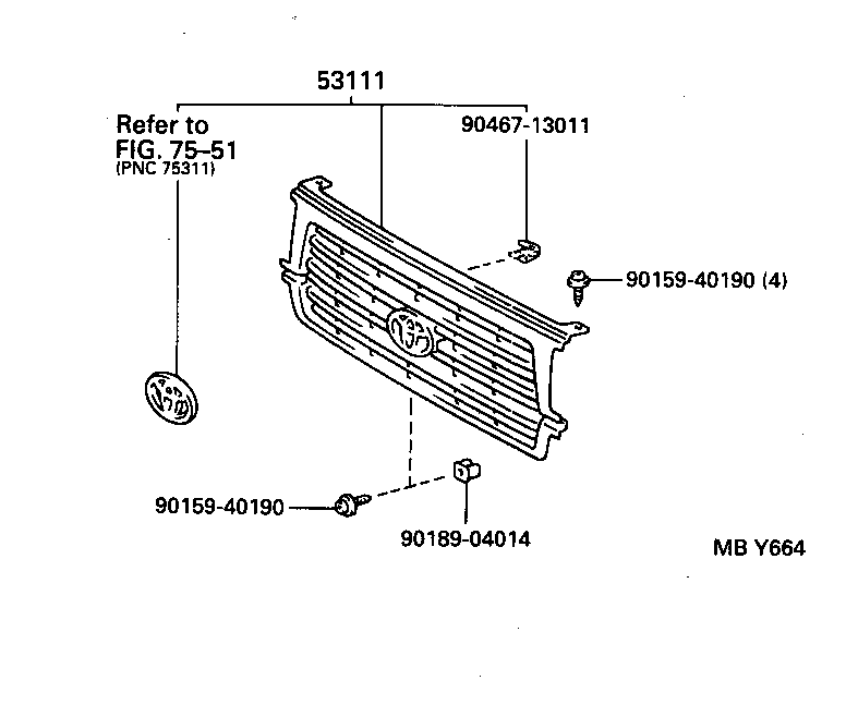 53111-60090 GRILLE, RADIATOR product image