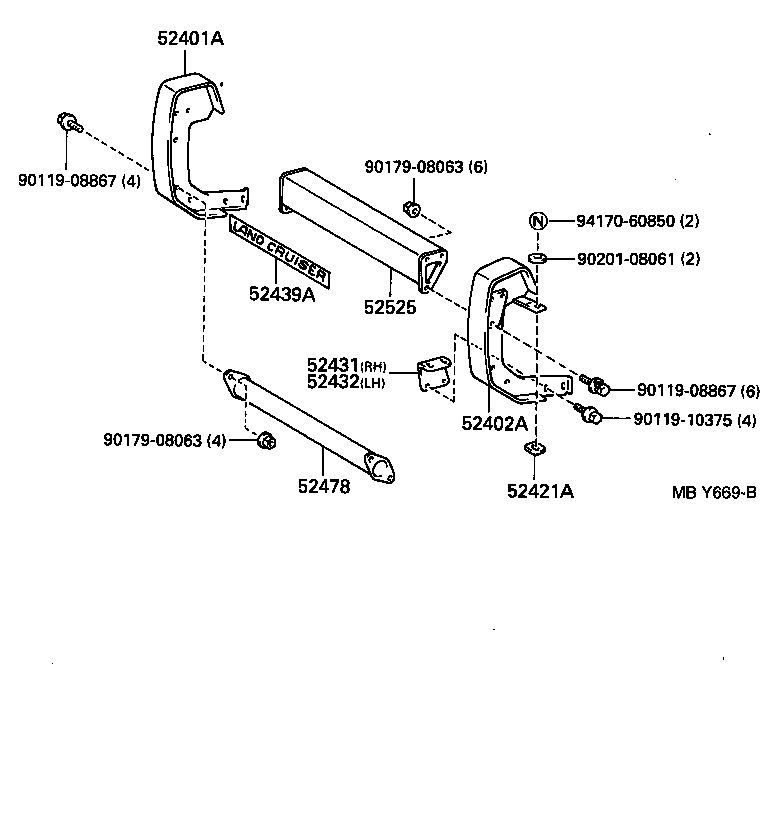 52506-60030 RETAINER, FRONT BUMPER, LOWER CENTER product image