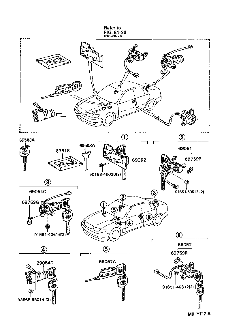 Toyota 69057-30140 CYLINDER & KEY SET, IGNITION SWITCH LOCK