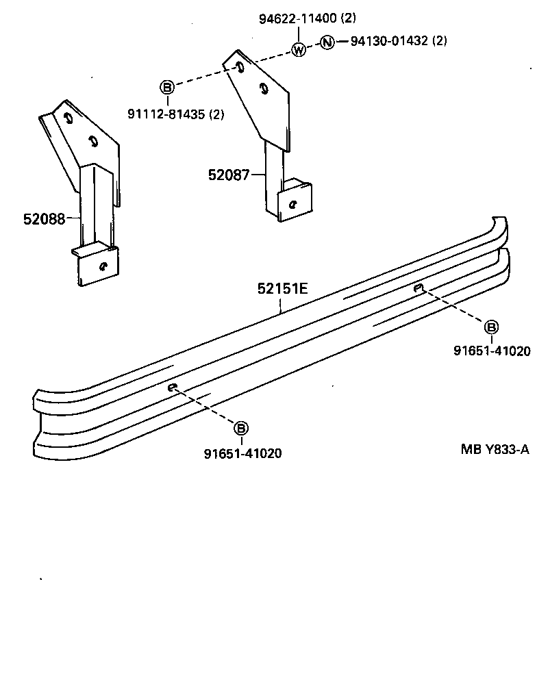 52087-37070 STAY SUB-ASSY, REAR BUMPER SIDE, RH product image