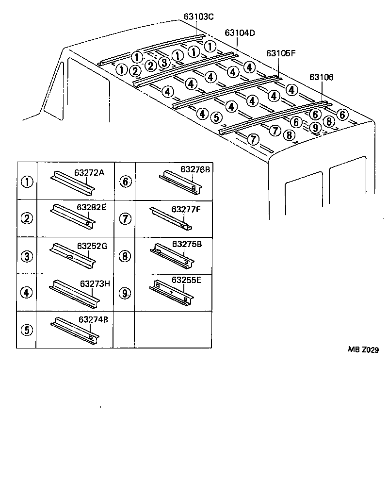 63103-25010 REINFORCEMENT SUB-ASSY, ROOF PANEL product image