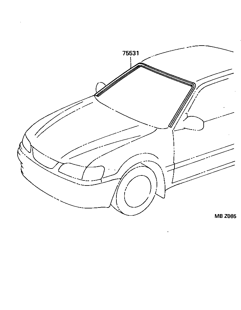 75531-12480 MOULDING, WINDSHIELD, OUTER UPPER product image