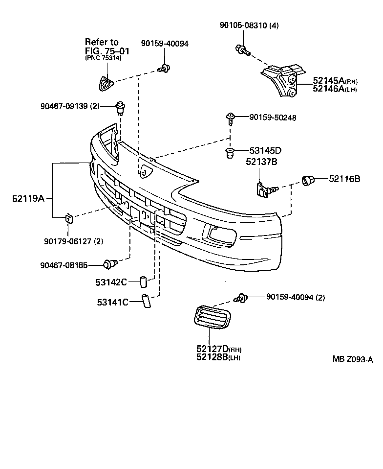 52127-12160-D0 COVER, FRONT BUMPER HOLE, RH product image