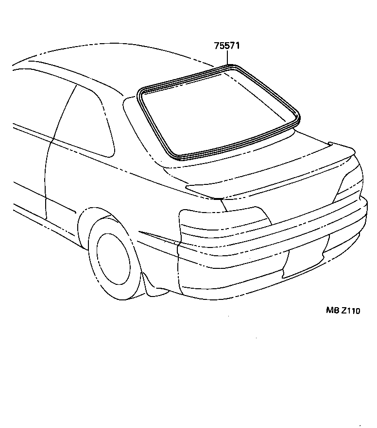 75571-12710 MOULDING, BACK WINDOW, OUTSIDE UPPER product image
