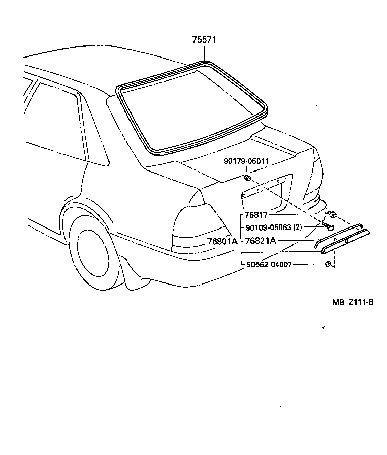 76801-12580-C0 GARNISH SUB-ASSY, LUGGAGE COMPARTMENT DOOR, OUTSIDE product image