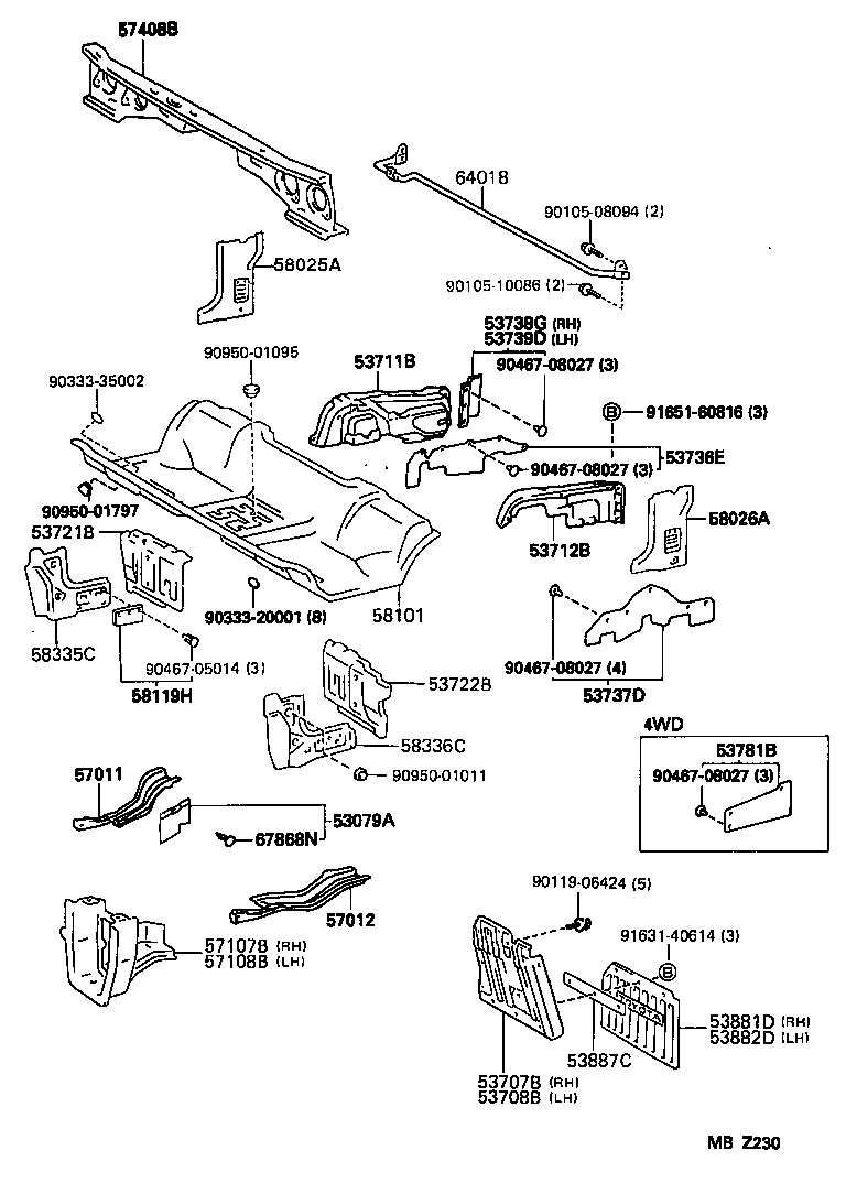 53737-25020 SEAL, FRONT FENDER APRON, LH product image