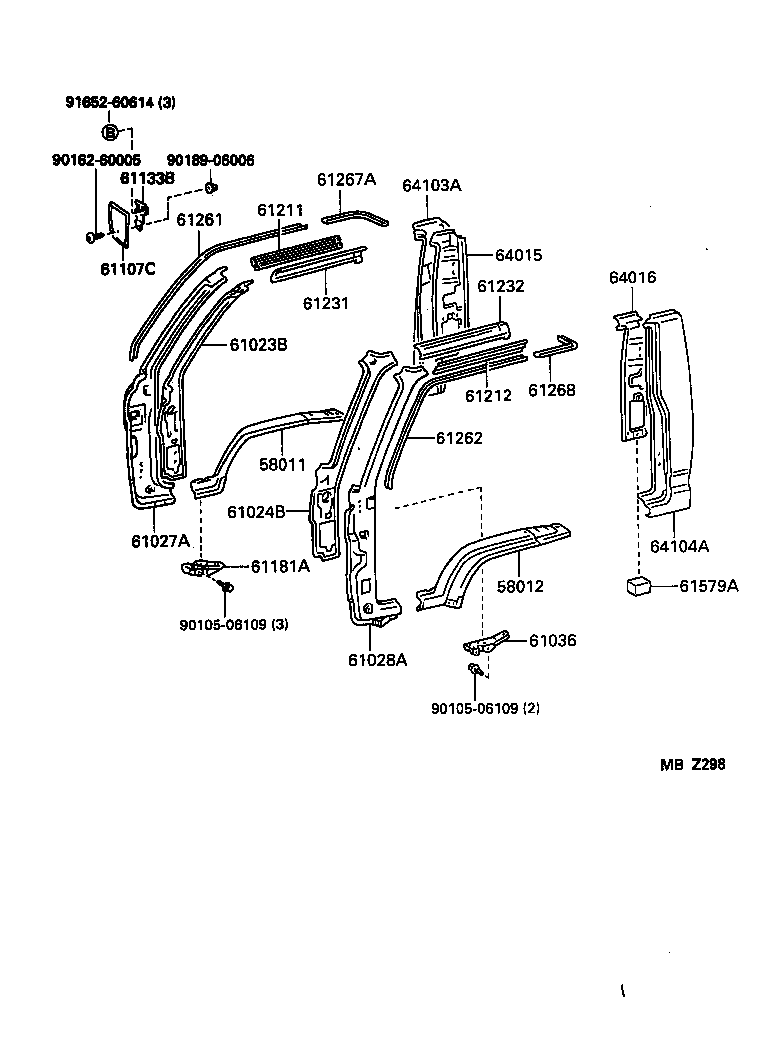 61232-37010 RAIL, ROOF SIDE, INNER LH product image