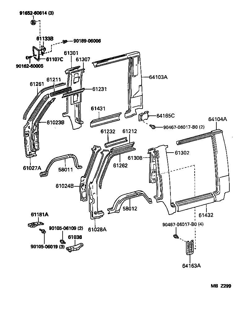 61232-37010 RAIL, ROOF SIDE, INNER LH product image