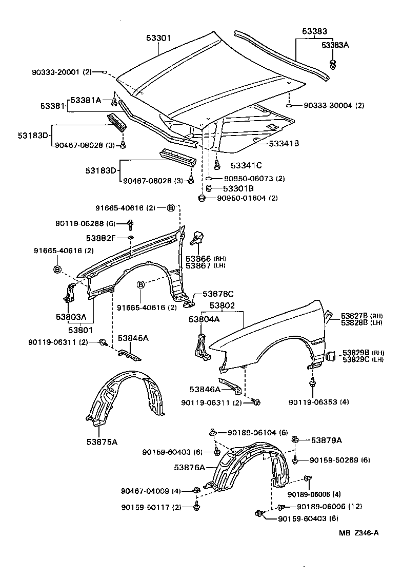 53802-07040 FENDER SUB-ASSY, FRONT LH product image
