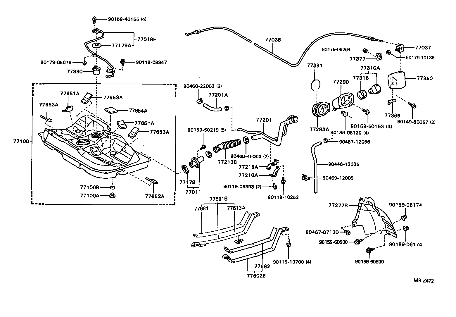 77018-12050 TUBE SUB-ASSY, FUEL TANK EVAPORATION VENT product image