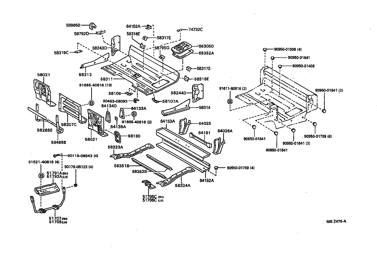 64025-92602 BRACKET SUB-ASSY, REAR MOUNTING, RH product image