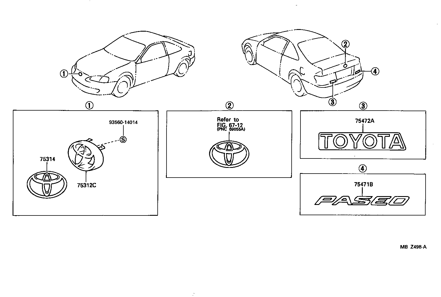 Toyota 75431-95D00 EMBLEM, FRONT BUMPER
