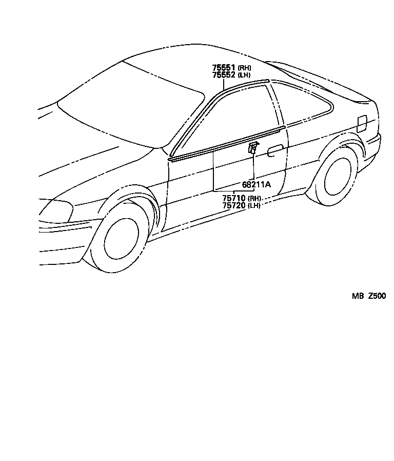 75552-16241 MOULDING, ROOF DRIP SIDE FINISH, LH product image