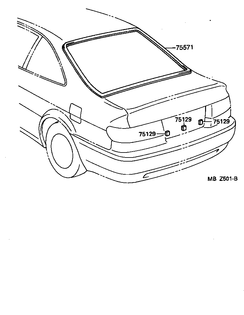 Toyota 75571-16050 MOULDING, BACK WINDOW, OUTSIDE UPPER