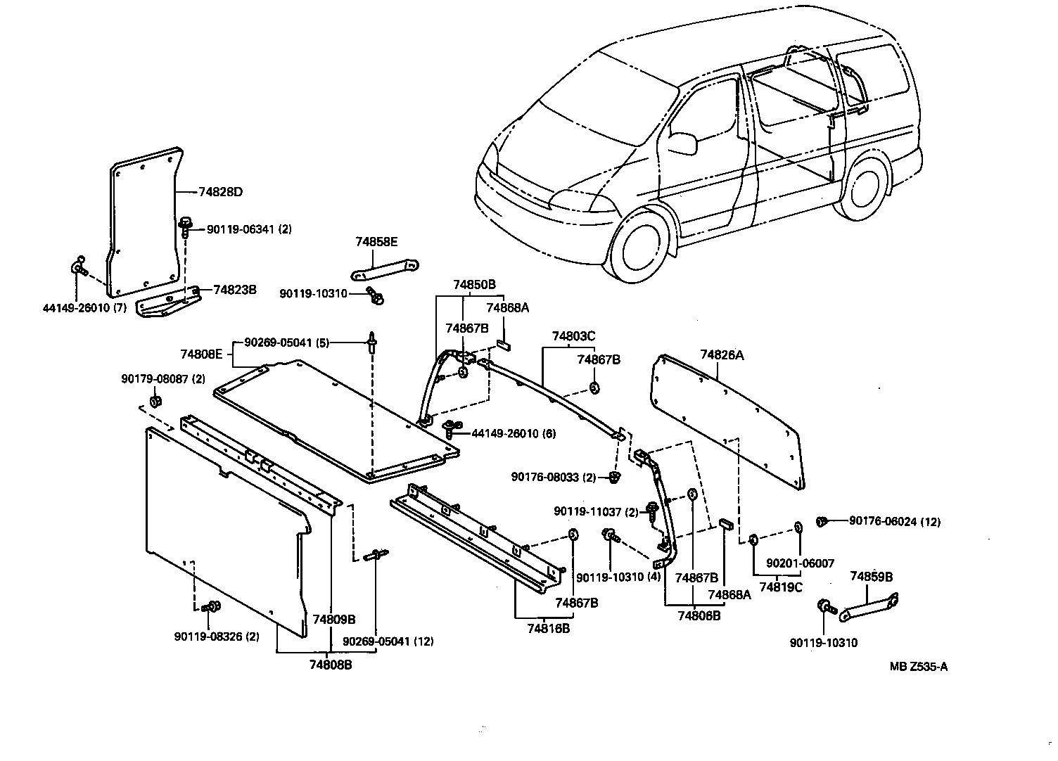 74850-26010 SEPARATOR SUB-ASSY, REAR product image