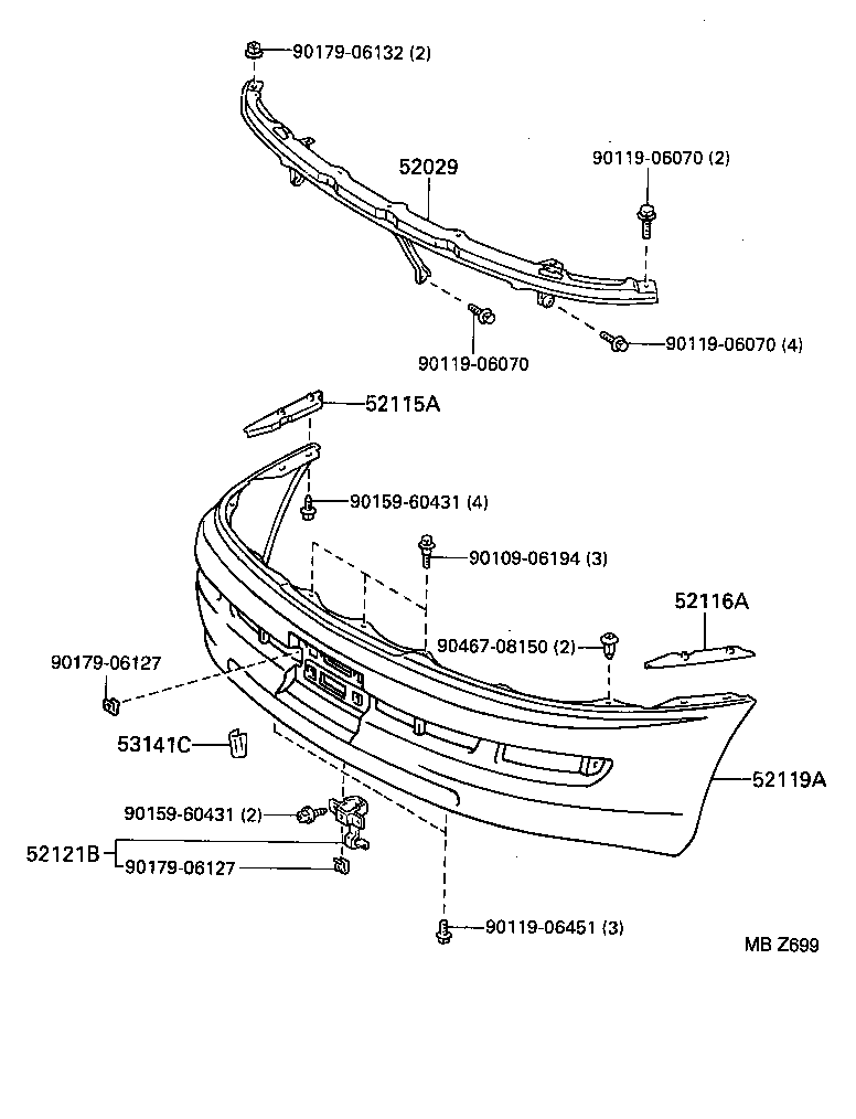 52029-20070 REINFORCEMENT SUB-ASSY, FRONT BUMPER, UPPER product image