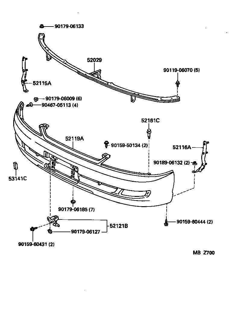 52115-20330 SUPPORT, FRONT BUMPER SIDE, RH product image