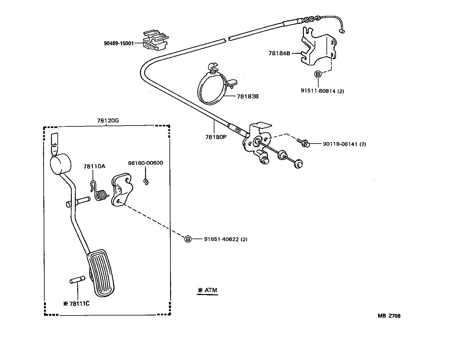 78189-20150 SUPPORT, ACCELERATOR CONTROL CABLE, NO.2 product image