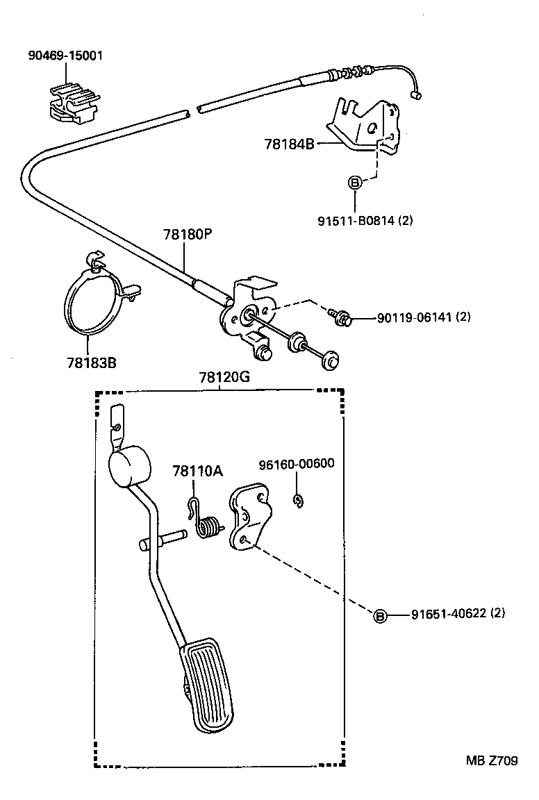 78183-20200 CLAMP, ACCELERATOR CONTROL CABLE product image