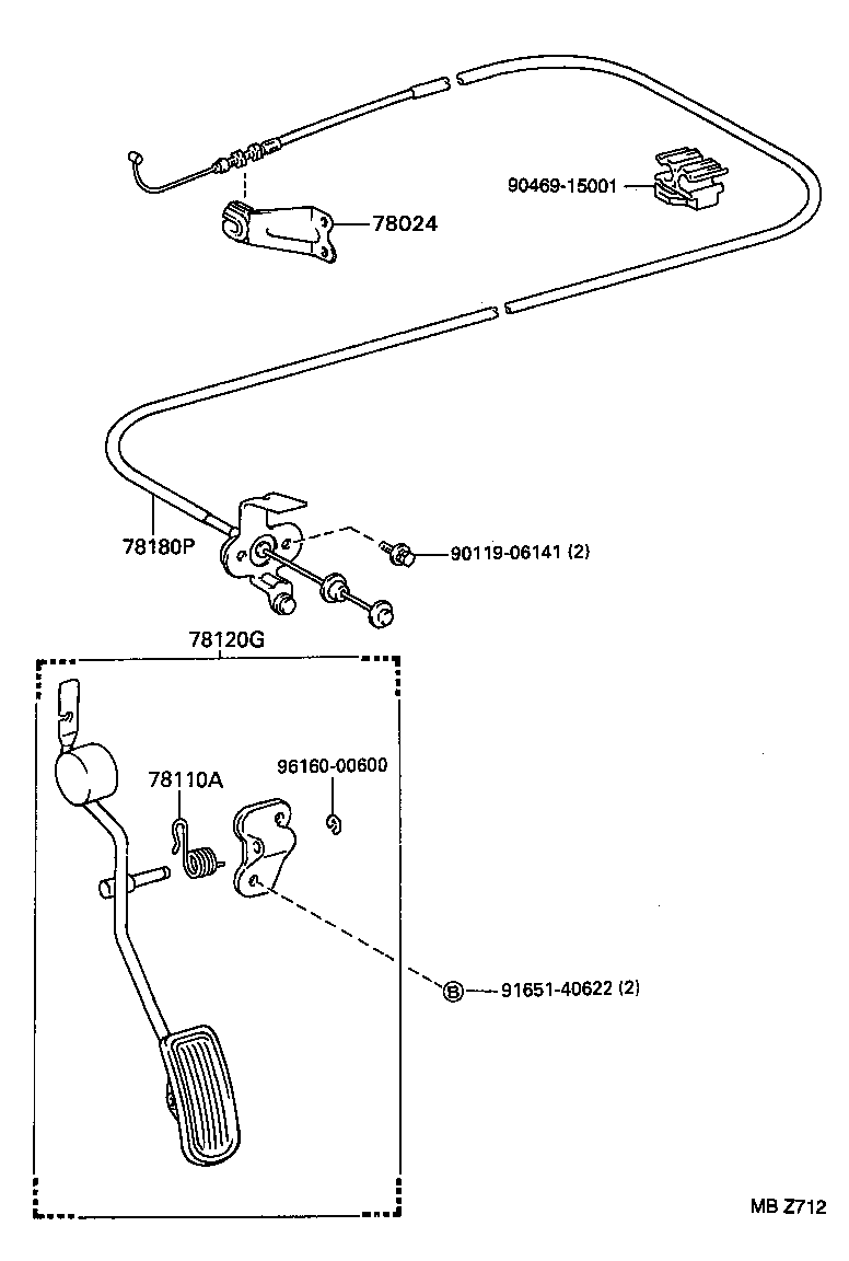 78183-20200 CLAMP, ACCELERATOR CONTROL CABLE product image