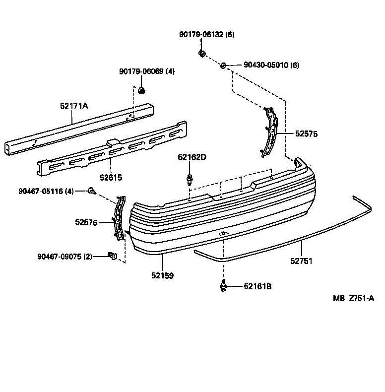 52016-30170 ARM SUB-ASSY, REAR BUMPER, LH product image