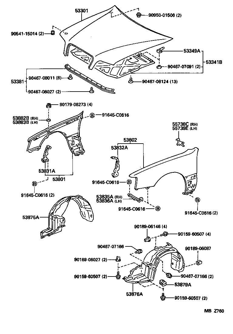 53802-3F070 FENDER SUB-ASSY, FRONT LH product image