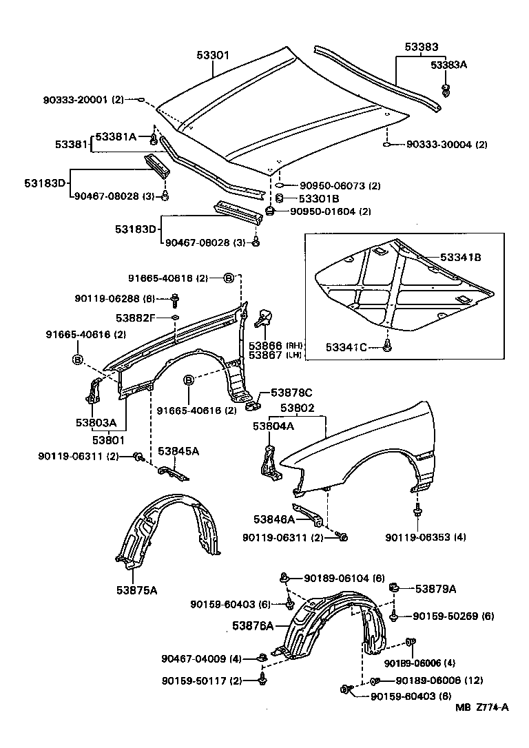 53802-07030 FENDER SUB-ASSY, FRONT LH product image