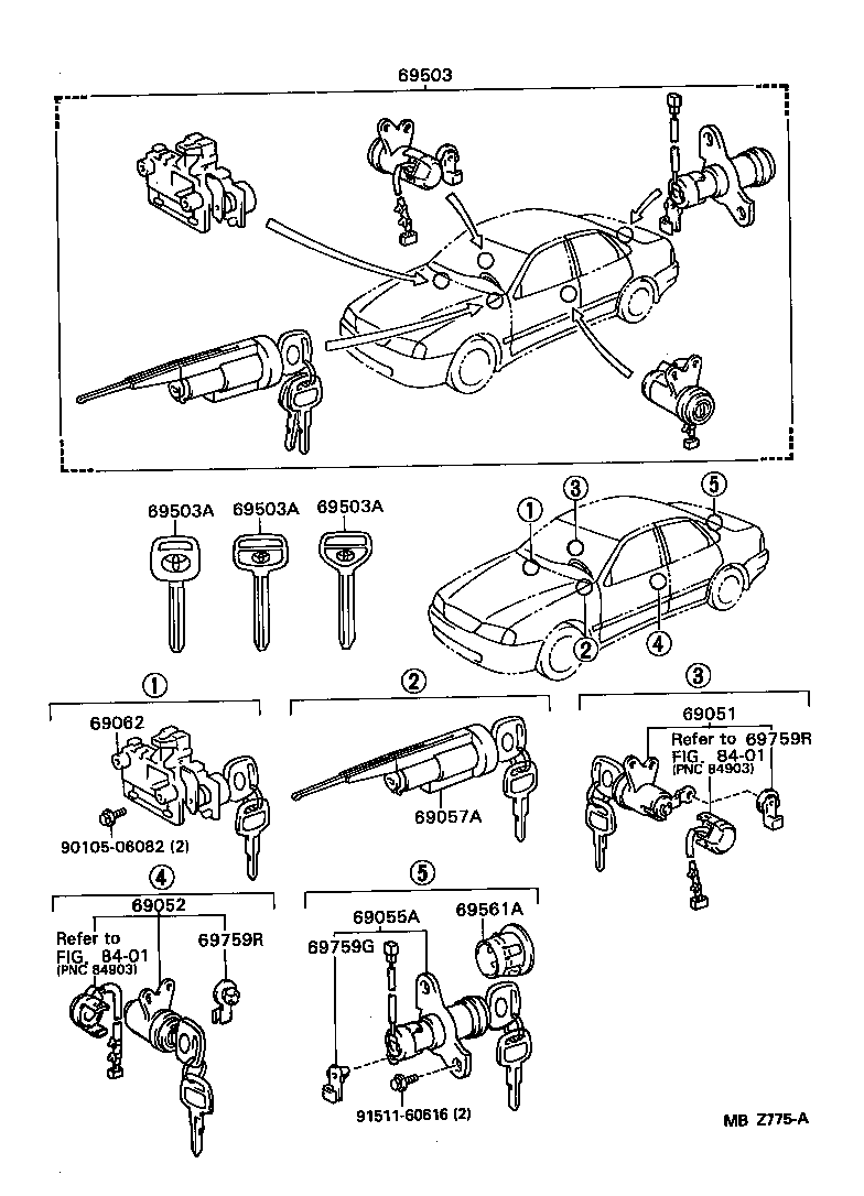 69005-41072 CYLINDER SET, LOCK product image