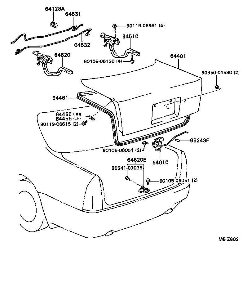 64461-30260 WEATHERSTRIP, LUGGAGE COMPARTMENT DOOR product image
