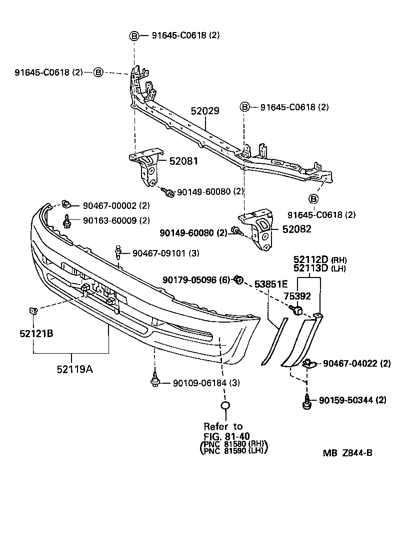 Toyota 52103-42900 EXTENSION, FRONT BUMPER, LH