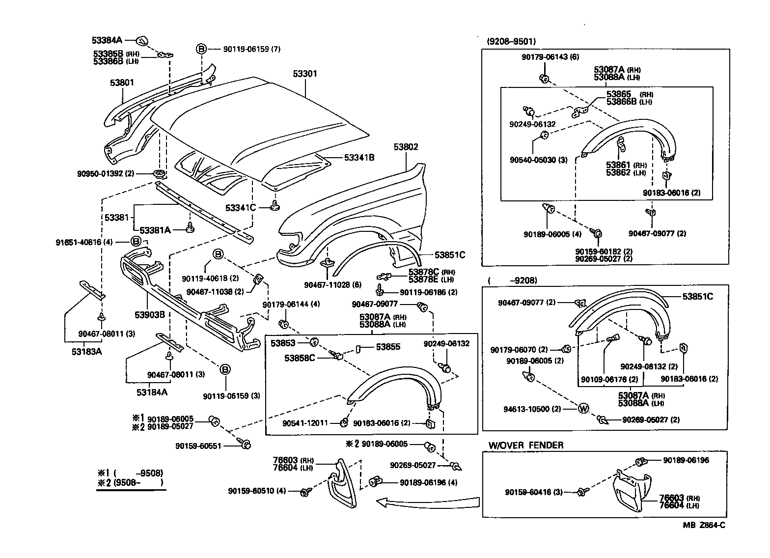Toyota 53802-60060 FENDER SUB-ASSY, FRONT LH