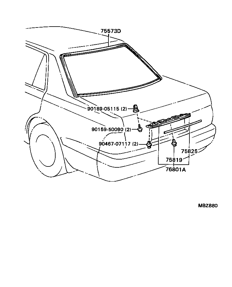 75813-30140 MOULDING, LUGGAGE COMPARTMENT DOOR product image