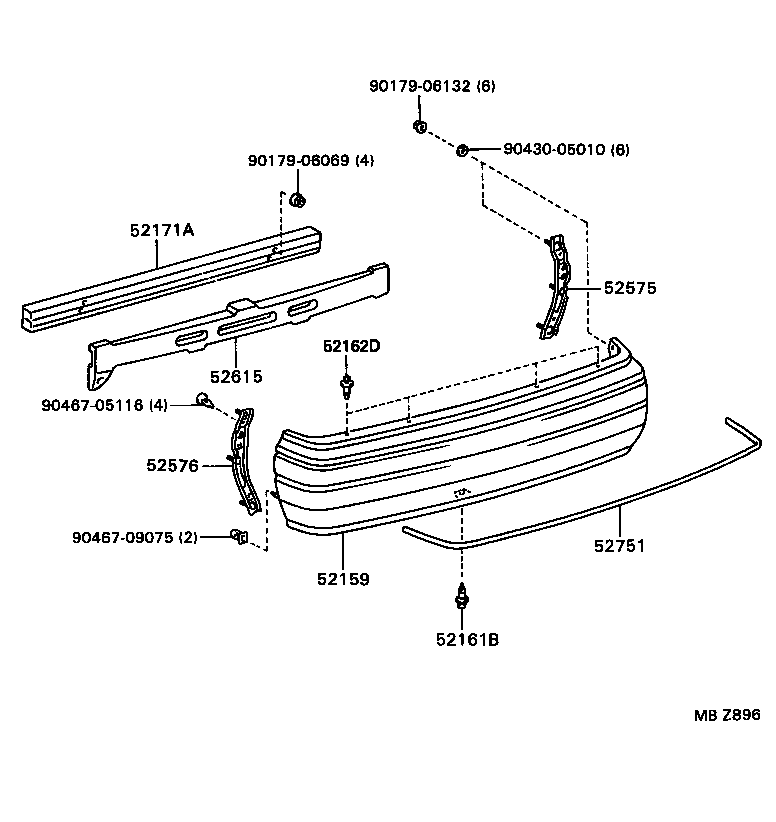 52016-30170 ARM SUB-ASSY, REAR BUMPER, LH product image
