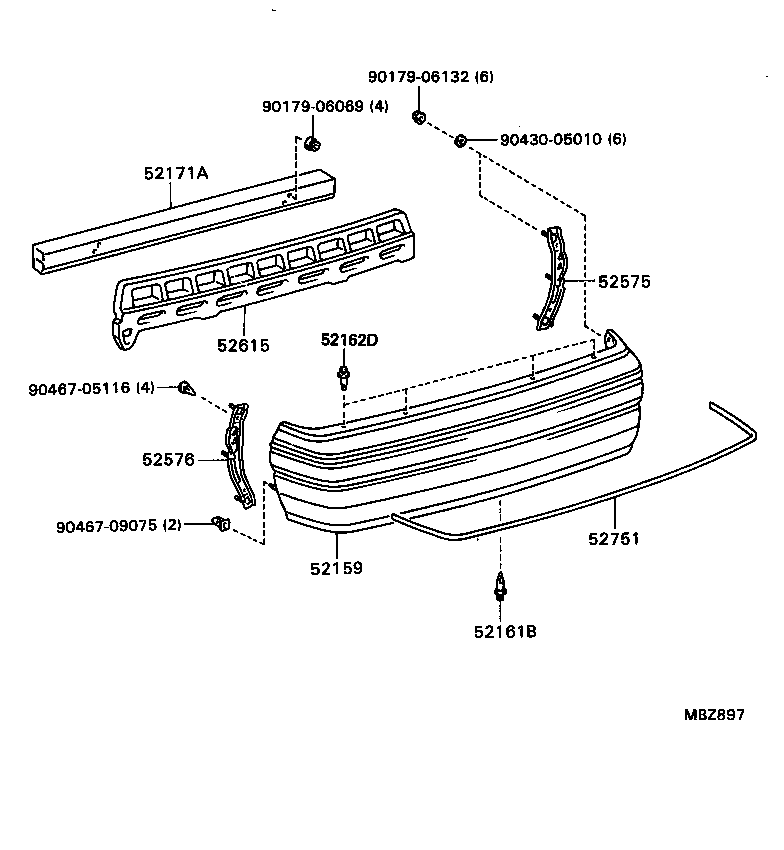 52016-30170 ARM SUB-ASSY, REAR BUMPER, LH product image