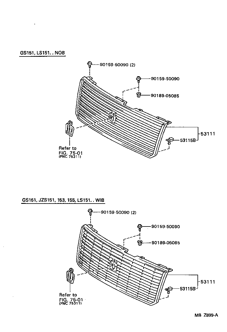 53111-30730 GRILLE, RADIATOR product image