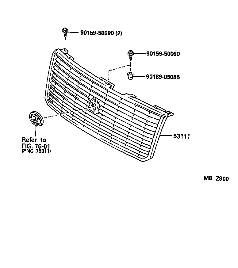 53111-30720 GRILLE, RADIATOR product image