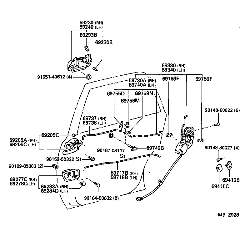 69230-30160 HANDLE ASSY, REAR DOOR OUTSIDE, RH product image