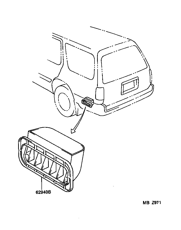 62940-35010 DUCT ASSY, QUARTER VENT, LH product image