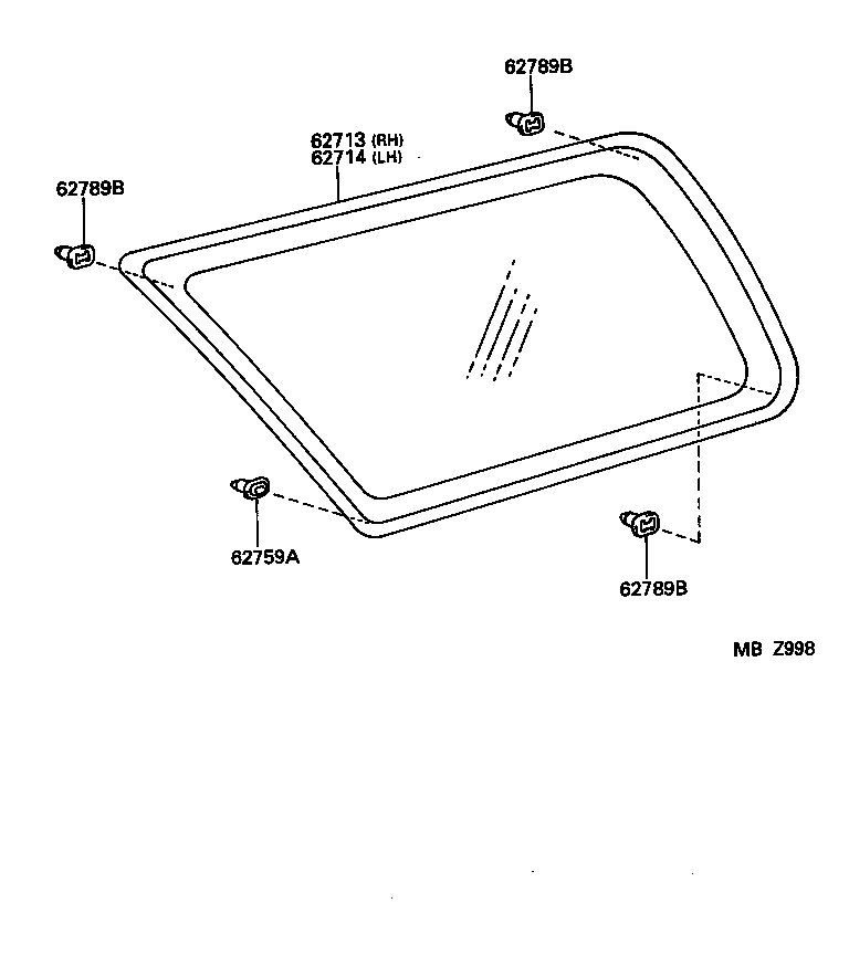 62740-35060 GLASS, QUARTER WINDOW, REAR LH product image